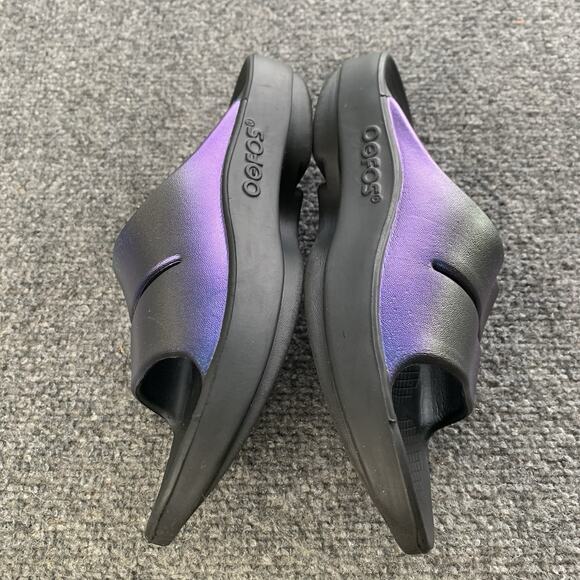 Oofos Ooahh Slides Women Size 7 Black Purple Lightweight Recovery Sandals Rubber - Picture 3 of 13